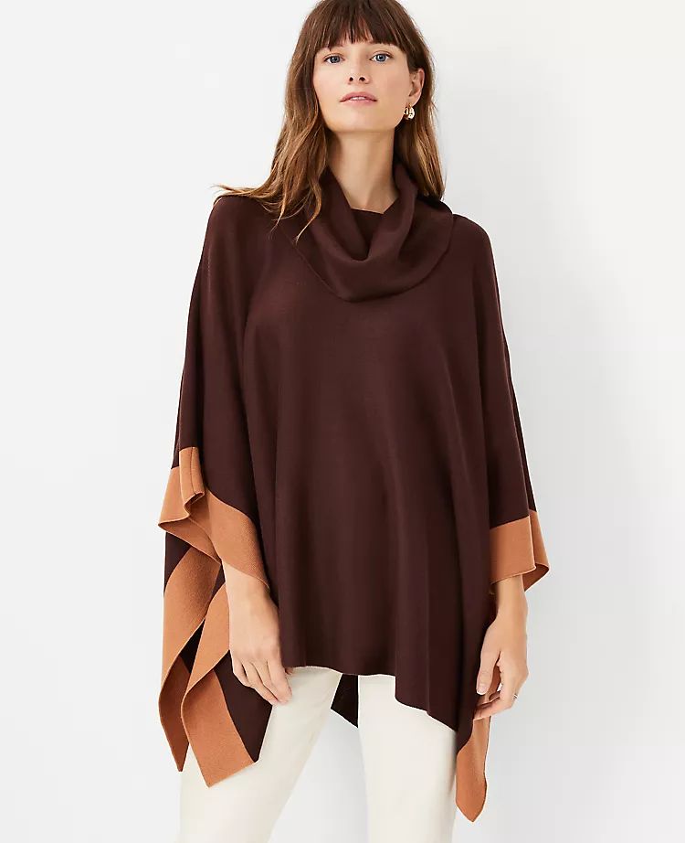 Colorblock Mock Neck Poncho | Ann Taylor (US)