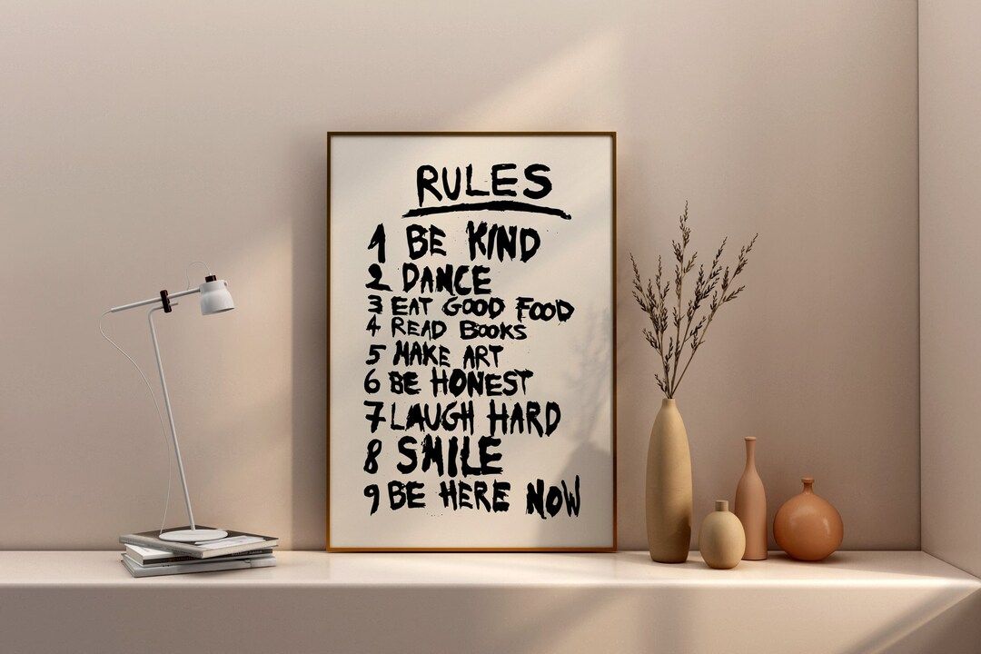 Retro Wall Art Rules Art Print Rules of Life Wall Art for - Etsy | Etsy (US)