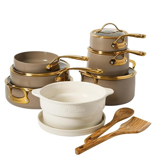 Bloomhouse 15-Piece Ceramic Nonstick Cookware Set, Two Time Oprah's Favorite Things, Heavy-Gauge ... | Amazon (US)