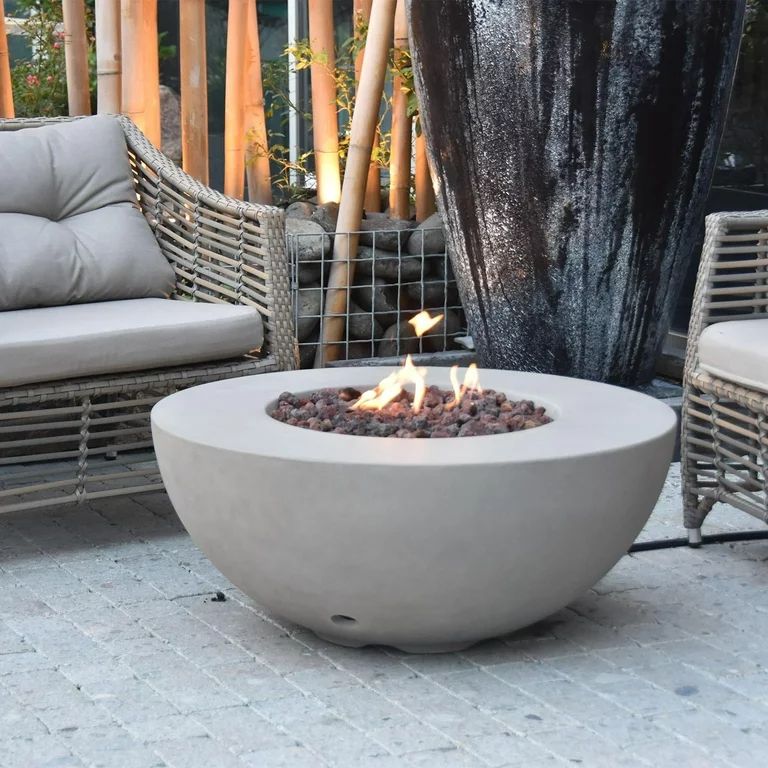 Bellawood 34 Inch Round Concrete Propane Fire Pit Table in Gray By Lakeview Outdoor Designs | Walmart (US)