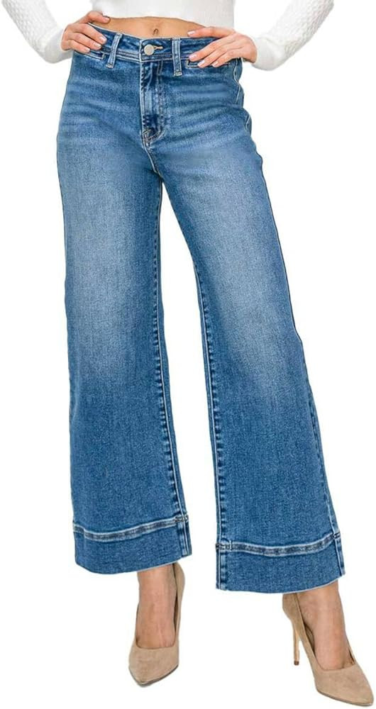 SALT TREE Risen Jeans - High Rise Wide Leg Crop Jeans - RDP5620 | Amazon (US)