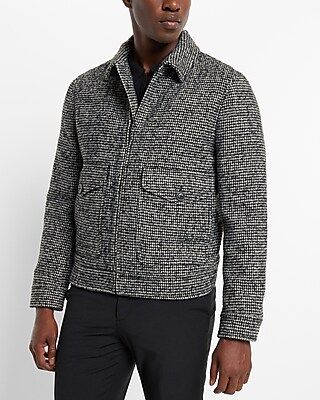 Textured Houndstooth Wool-blend Trucker Jacket | Express
