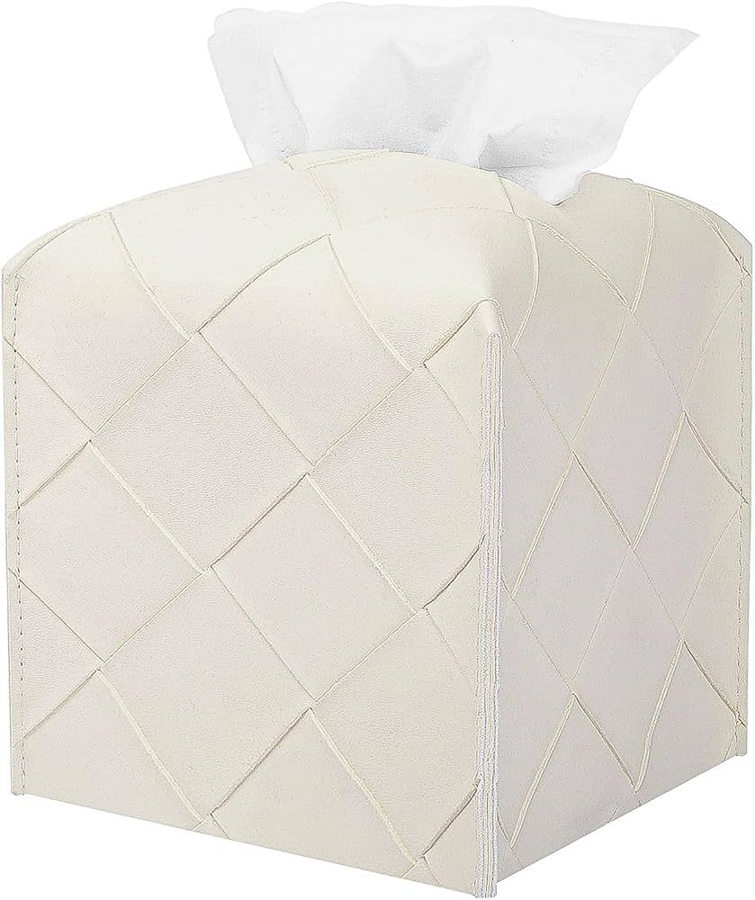 Tissue Box Cover PU Leather Square Tissue Holder Facial Peper Organizer Dispenser for Bathroom, B... | Amazon (US)