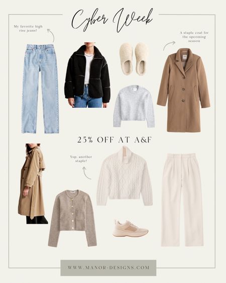 25% off at Abercrombie including my favorite high rise jeans, a staple wool coat and some great staple sweaters 

#LTKfindsunder100 #LTKsalealert #LTKCyberWeek