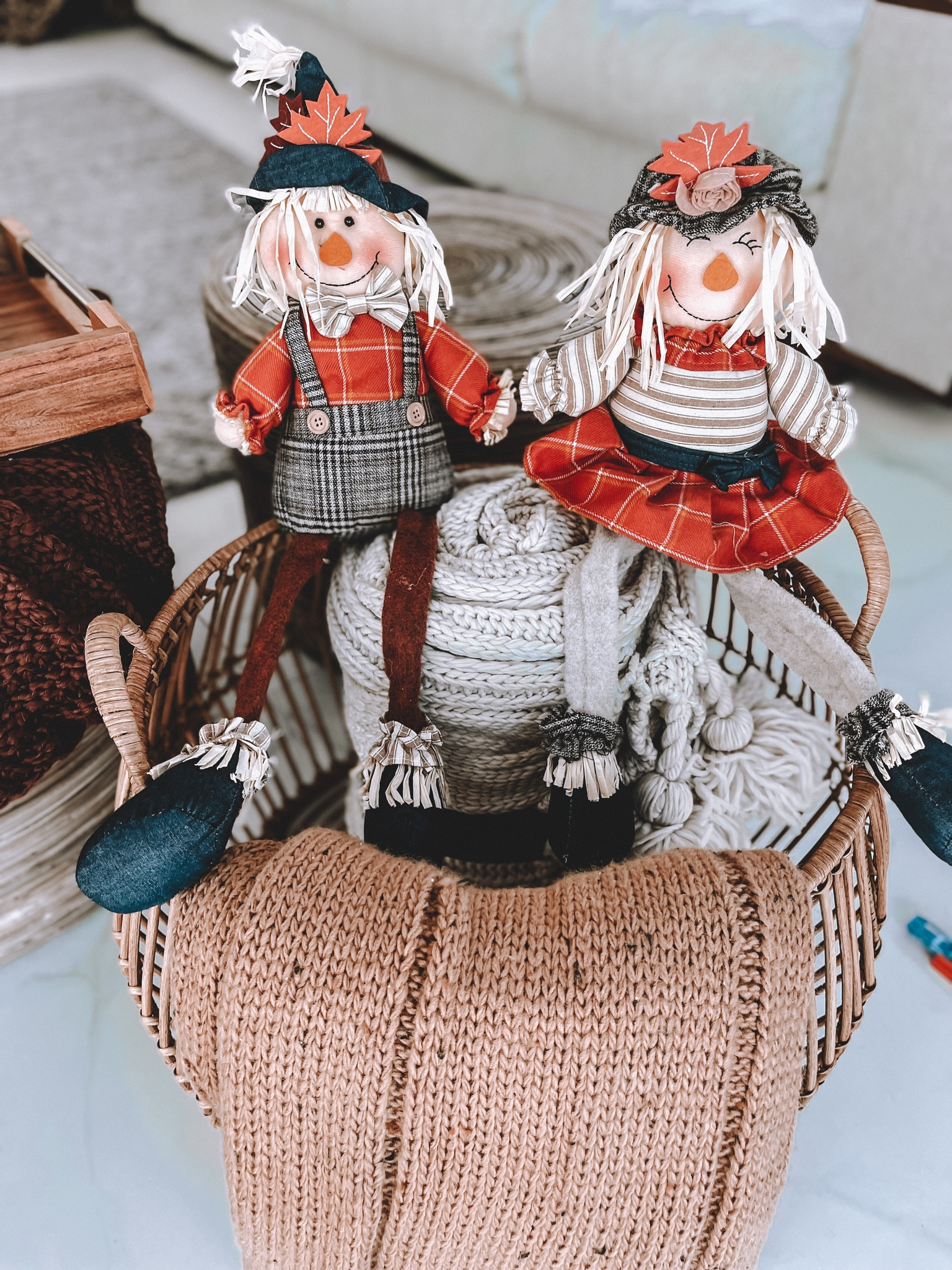 Fall Decor, Decorative Basket, Fall Basket, Fall Decoration, Neutral Decor, Fall Blanket, Chunky knit blanket. Brown blanket, cream blanket, tan blanket 

#LTKunder100 #LTKhome #LTKSeasonal