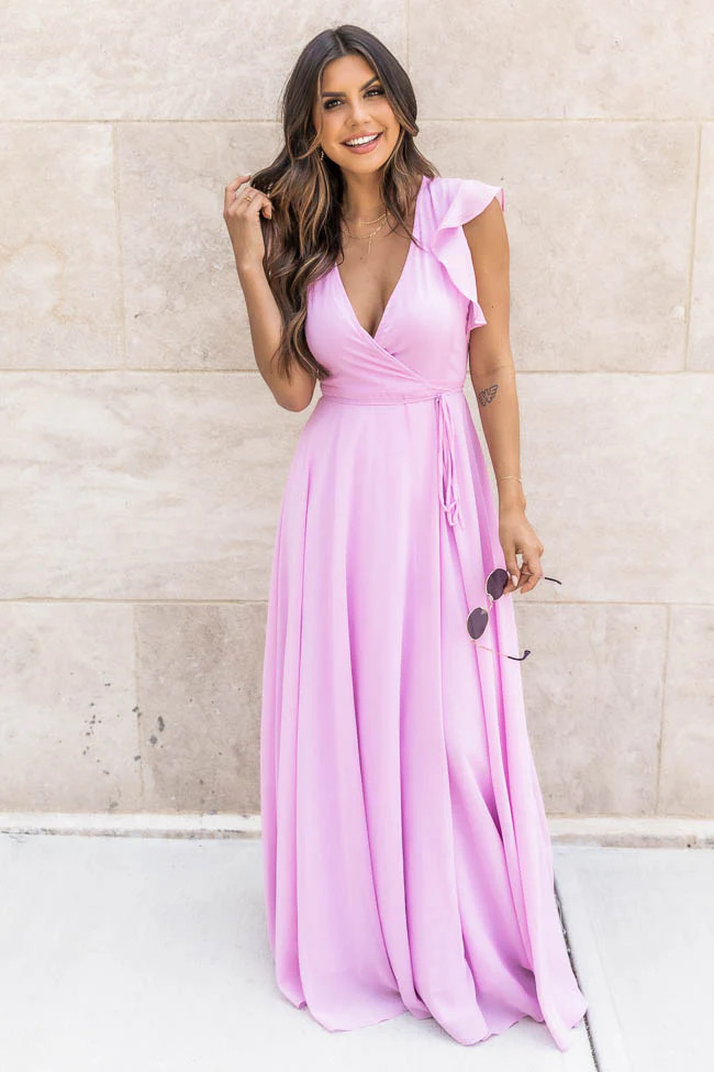 Sweet Magnolias Lilac Wrap Maxi Dress FINAL SALE | Pink Lily