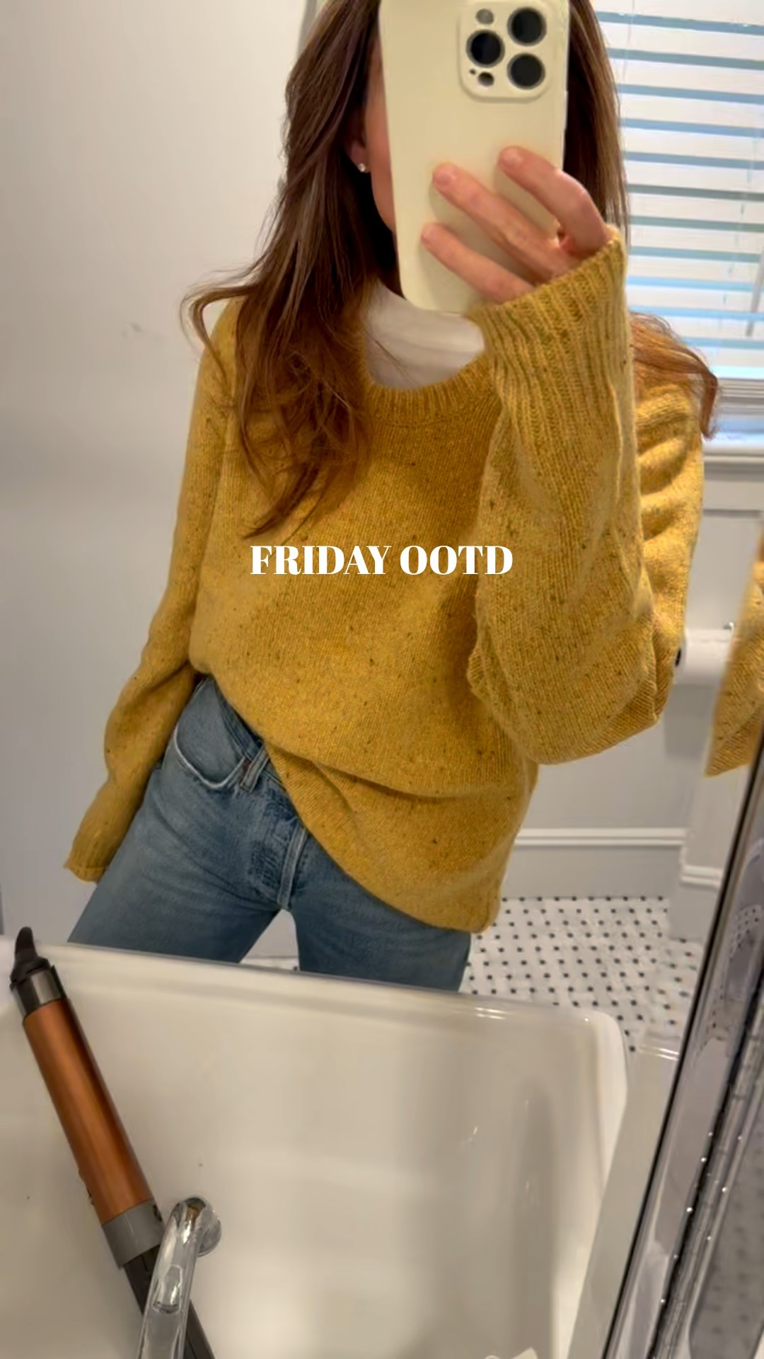 Check out the amazing detail on this Donegal sweater from Alex Mill! I’m loving the bright yellow color for Fall. The fit, friendly fabric and warmth are such a welcome combination for colder days. This may be my new favorite sweater for real. Full outfit details including long sleeve T-shirt my go-to jeans, shoes and jewelry details all added to this post. Sizing details below. With this sweater it truly feels like Fall is here  🍂🍁☀️

Sizing details: Sweater: sized up 1 to a medium. White long sleeve: wearing my true size, a small. My favorite layering shirt. Also looks great on it’s own. Jeans: run tts, in a 25. Size up if you are between. Sneakers are old but linking a few places to grab 💛

#LTKStyleTip #LTKSeasonal