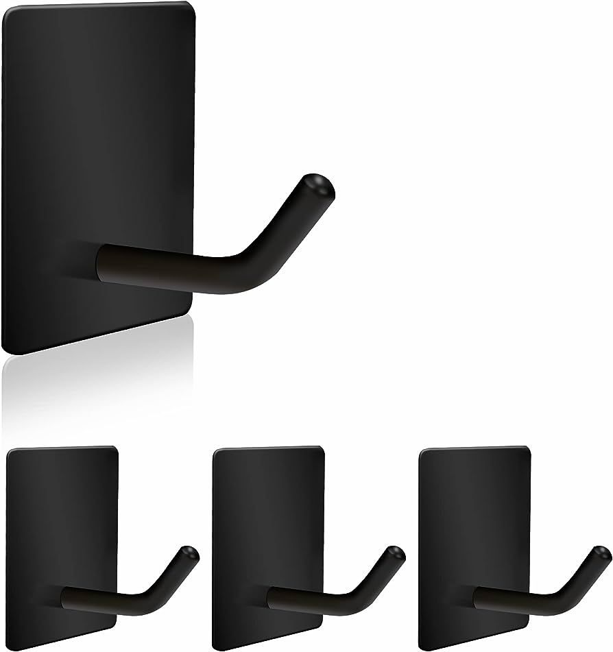 Adhesive Hooks Heavy Duty, Stainless Steel Self Adhesive Wall Hooks, Sticky Towel Hangers for Kit... | Amazon (US)