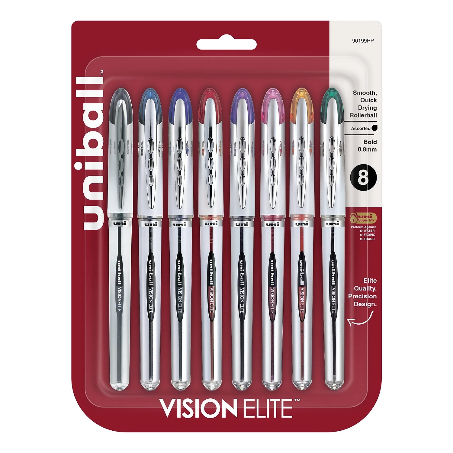 uni-ball Vision Elite Rollerball Pens, Bold Point, Assorted Colors, 8 Pack | Walmart (US)