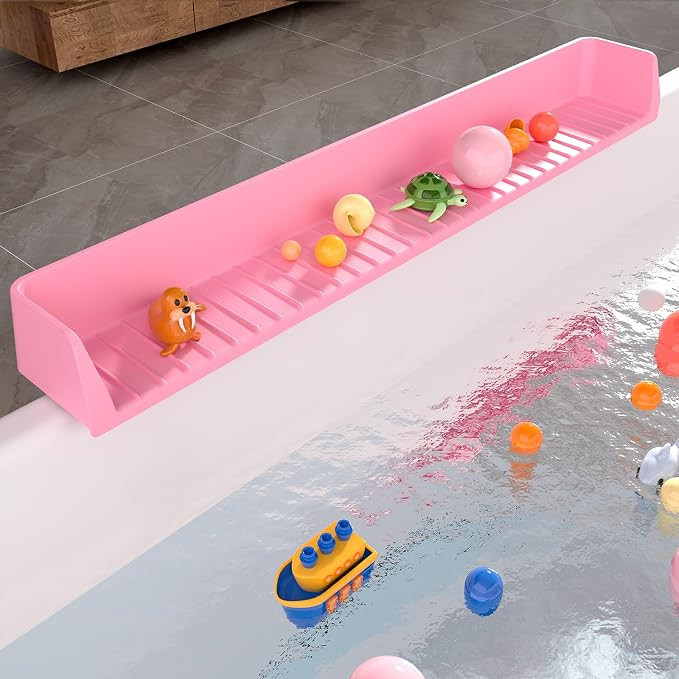 Splash Guard for Bathtub Kids, Silicone Bath Splash Guard Play Shelf, Tub Water Guards Longer Bat... | Amazon (US)
