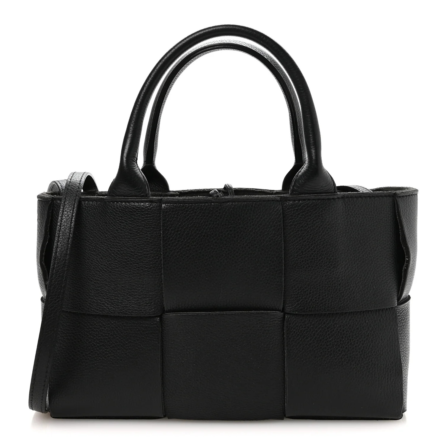 Grained Calfskin Maxi Intrecciato Mini Arco Tote Black | FASHIONPHILE (US)