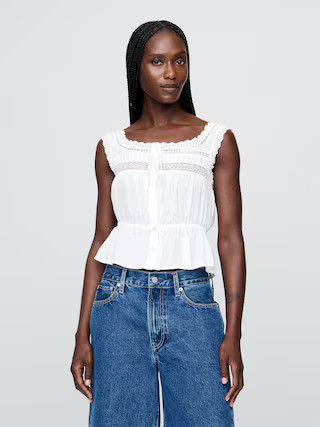 Lace-Trim Peplum Top | Gap (US)
