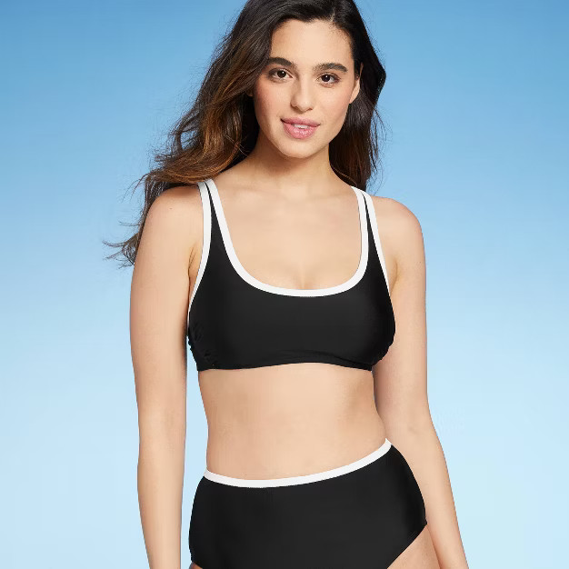 Women's Contrast Trim Scoop Bikini Top - Kona Sol™ Black | Target