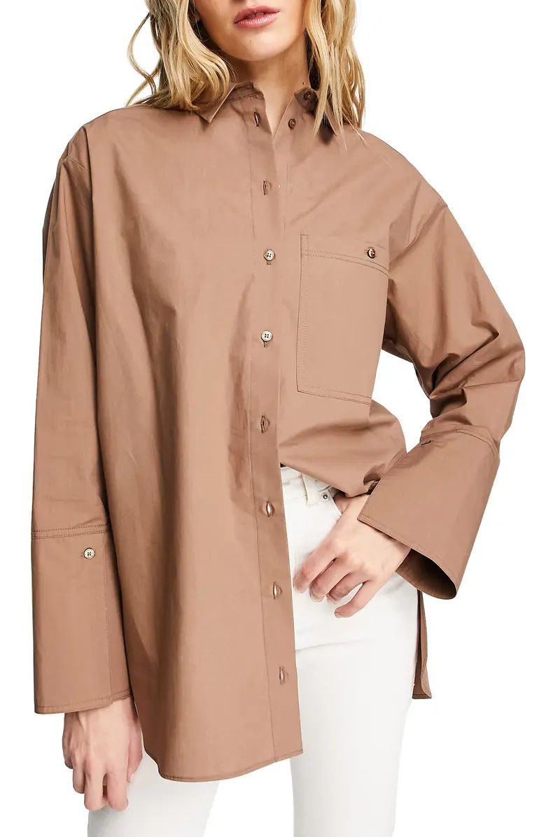 Topshop Women's Cotton Poplin Button-Up Shirt | Nordstrom | Nordstrom