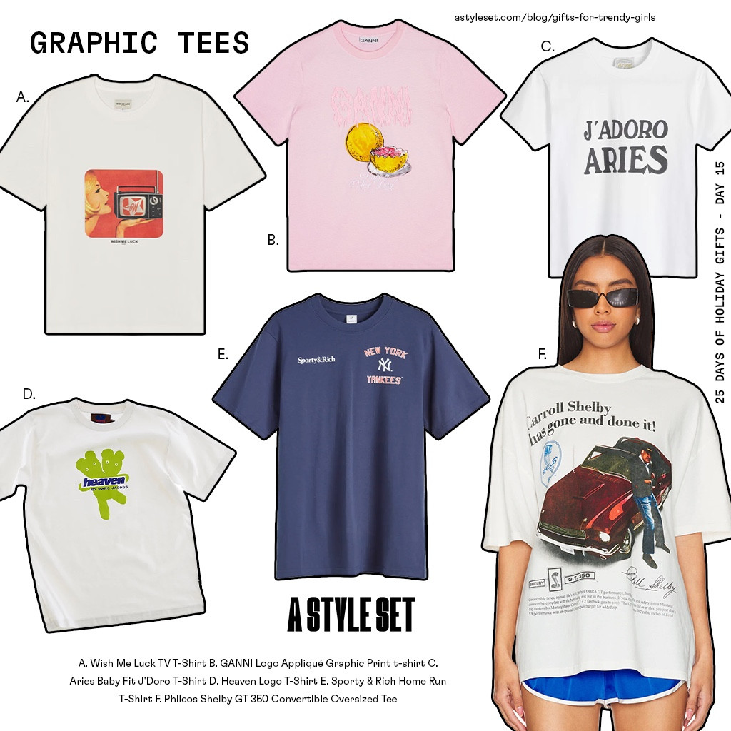 25 DAYS OF HOLIDAY GIFTS 🪩 day 15 - graphic tees !! More gift ideas & all links to shop on astyleset.com/blog/gifts-for-trendy-girls

#LTKGiftGuide #LTKHoliday #LTKStyleTip