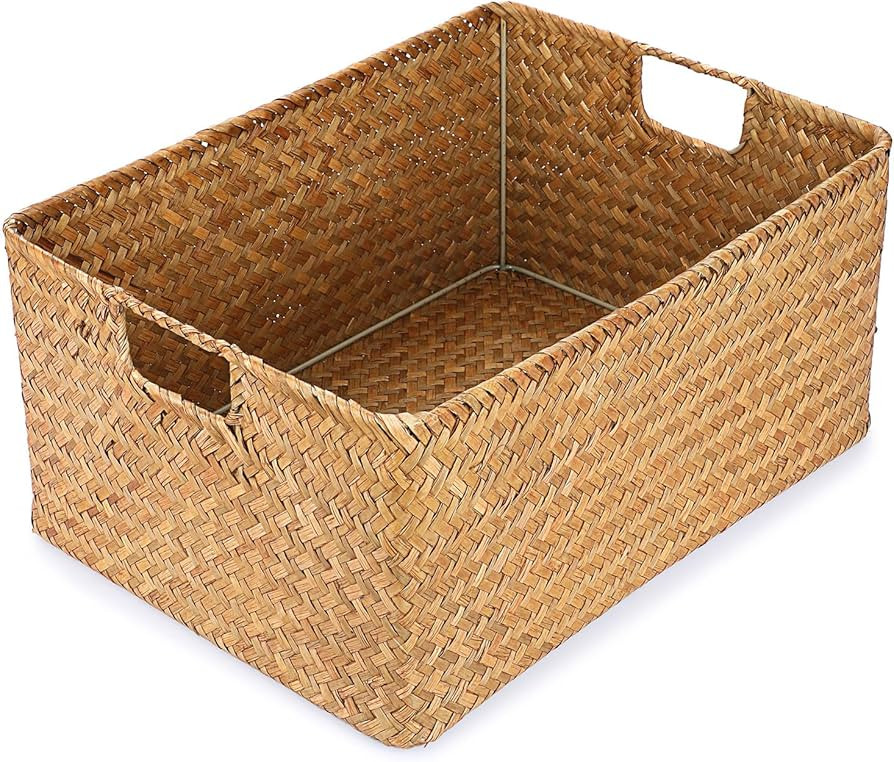 Hipiwe Seagrass Storage Baskets Bin for Shelf,X-Large Handwoven Wicker Baskets Built-in Handles R... | Amazon (US)