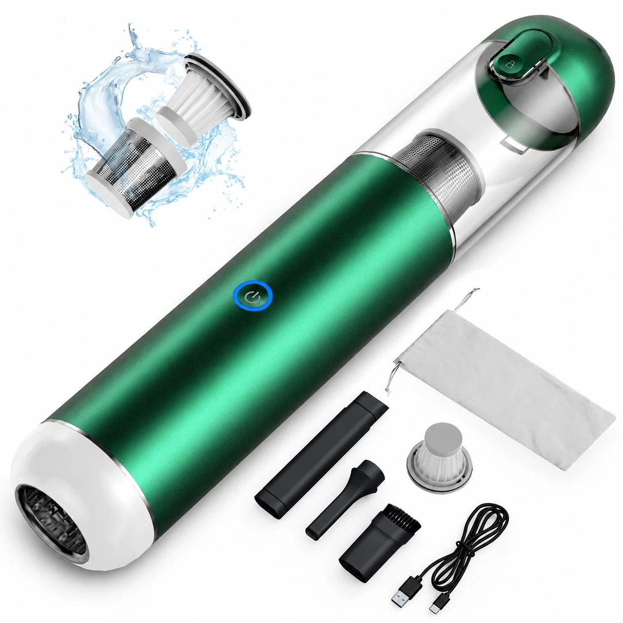 AOIZGMY Portable Cordless Handheld Vacuum Cleaner with Powerful Suction Lightweight Mini Vacuum for Car Home Pet Office Keyboard Stainless Steel | Lowe's