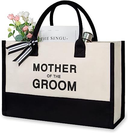 TOPDesign Canvas Tote Bag for Mother of the Groom, Mom Gifts for Mother in Law at Wedding, Engage... | Amazon (US)