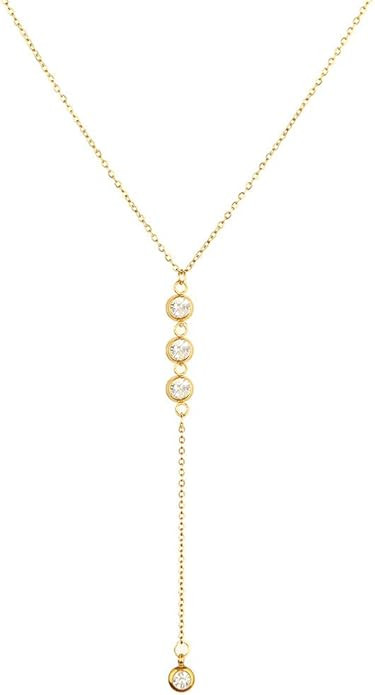 Y Shaped Gold Plated Crystal Necklace for Women and Teen Girls, Jewelry Gifts for Her, Anniversar... | Amazon (US)