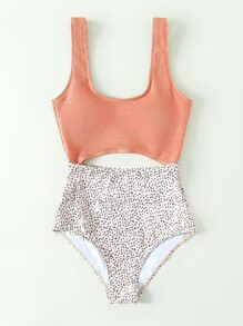Dalmatian Cut Out One Piece Swimsuit | SHEIN