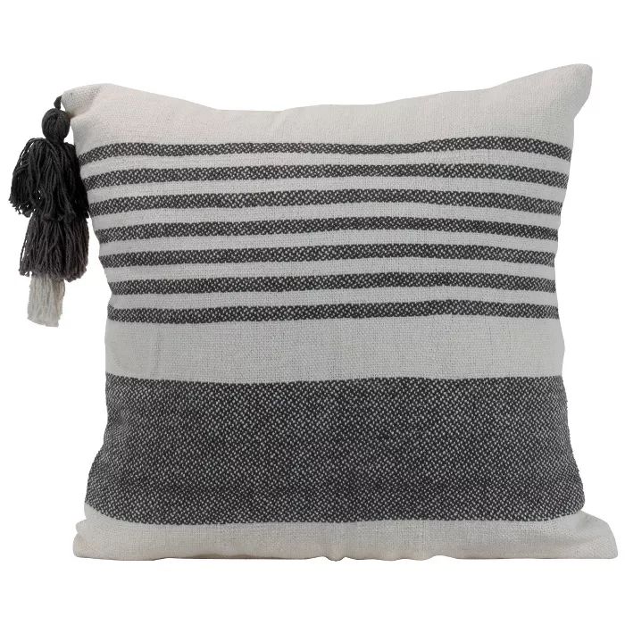 Striped Hand Woven 18x18" Decorative Cotton Throw Pillow with Hand Tied Umbrella Tassel - Foresid... | Target