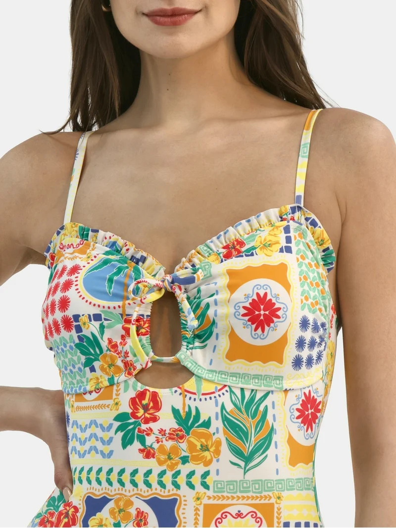 Time and Tru Women's Rope Texture One-Piece Swimsuit, Sizes XS-3X | Walmart (US)