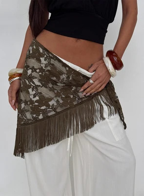 Elizebeth Tie Waist Tassel Belt Khaki | Princess Polly US