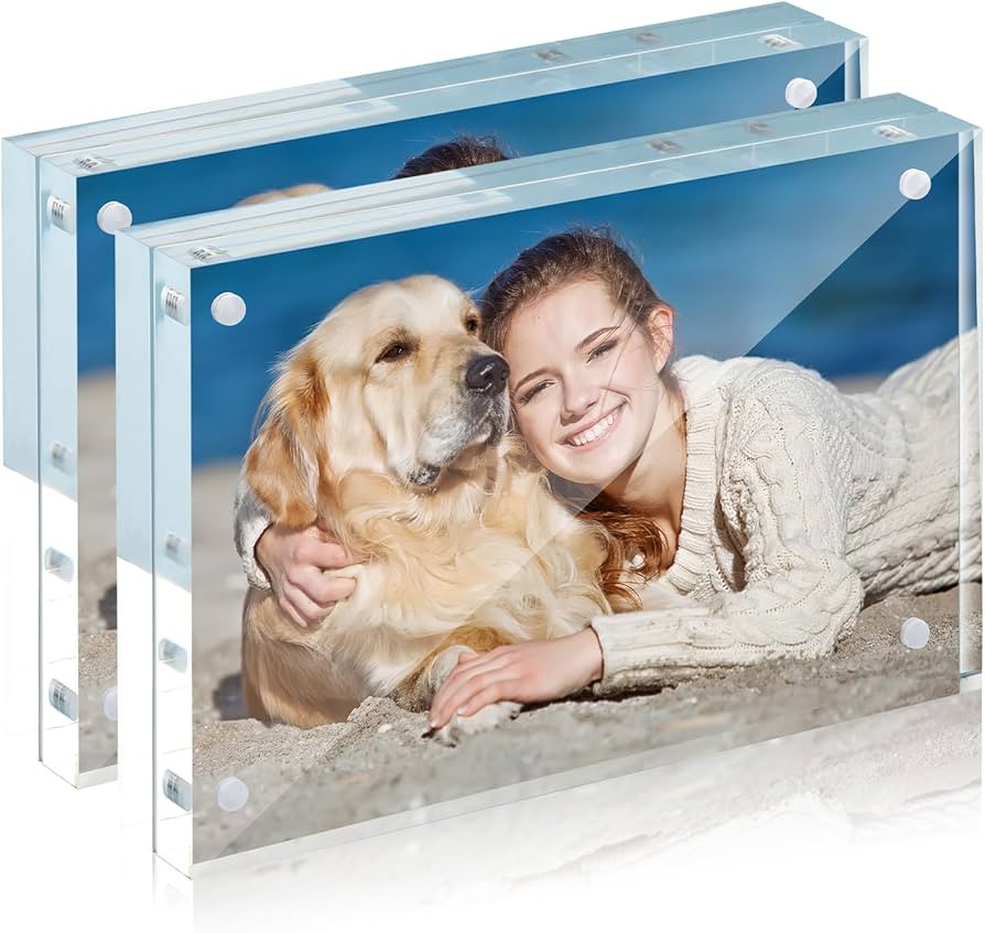 TWING Acrylic Picture Frame 5 x 7 Inch 2 Pack Acrylic Photo Frame Horizontal Magnet Double Sided ... | Amazon (US)