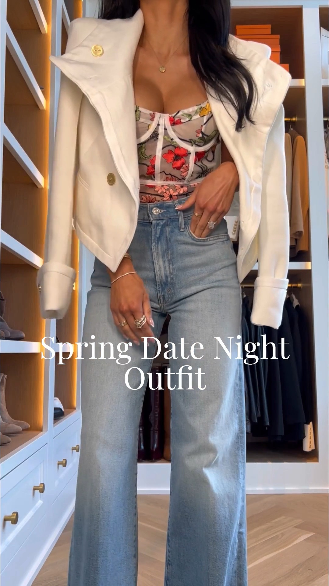 The chic Zara jacket that keeps selling out is finally back in stock in both the black and white colors! The cropped blazer layers over dresses and trousers for  the office! It also has enough structure to be chic for a date night outfit!

Spring date night, chic outfits, flattering denim, wide leg jeans, Zara outfits

#LTKPetite #LTKOver40 #LTKootd