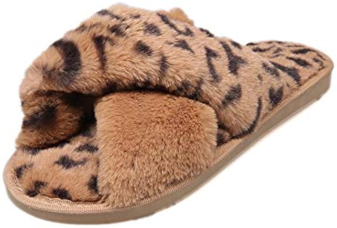 Cozy House Slippers for Women for Indoor and Outdoor Fuzzy Slippers Womens with Cross Band Open Toe  | Amazon (US)