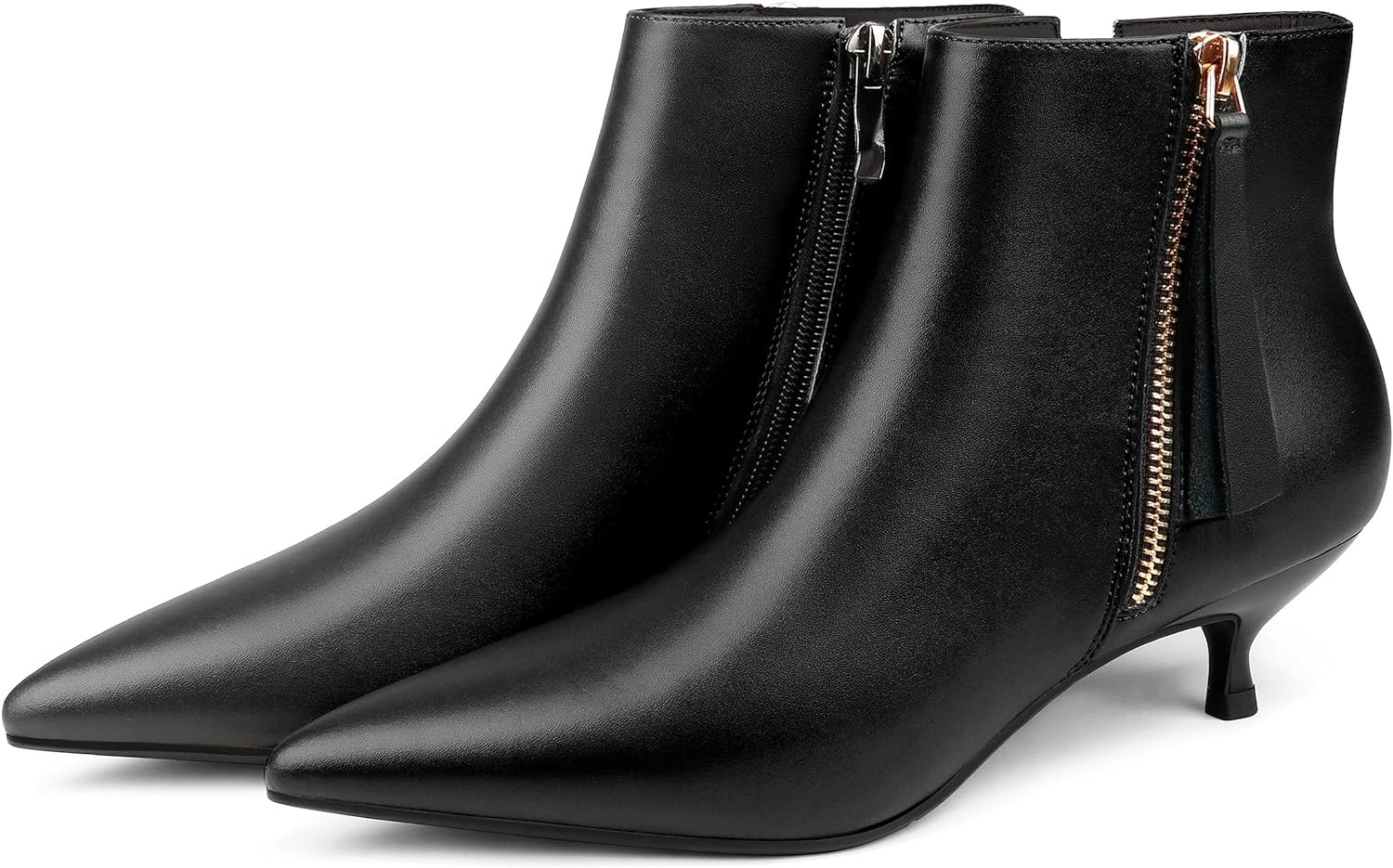MERUMOTE Women's Leather Ankle Boots Low Heels Shoes Zipper Winter Booties | Amazon (US)