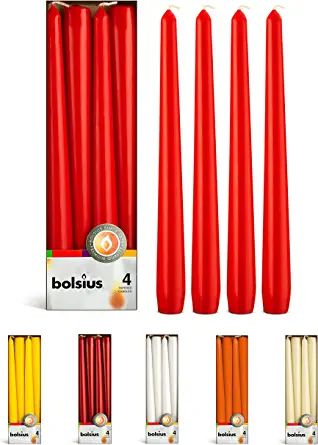 BOLSIUS Red Taper Candles - 4 Pack Unscented 10 Inch Dinner Candle Set - 8 Hours Burn Time - Prem... | Amazon (US)