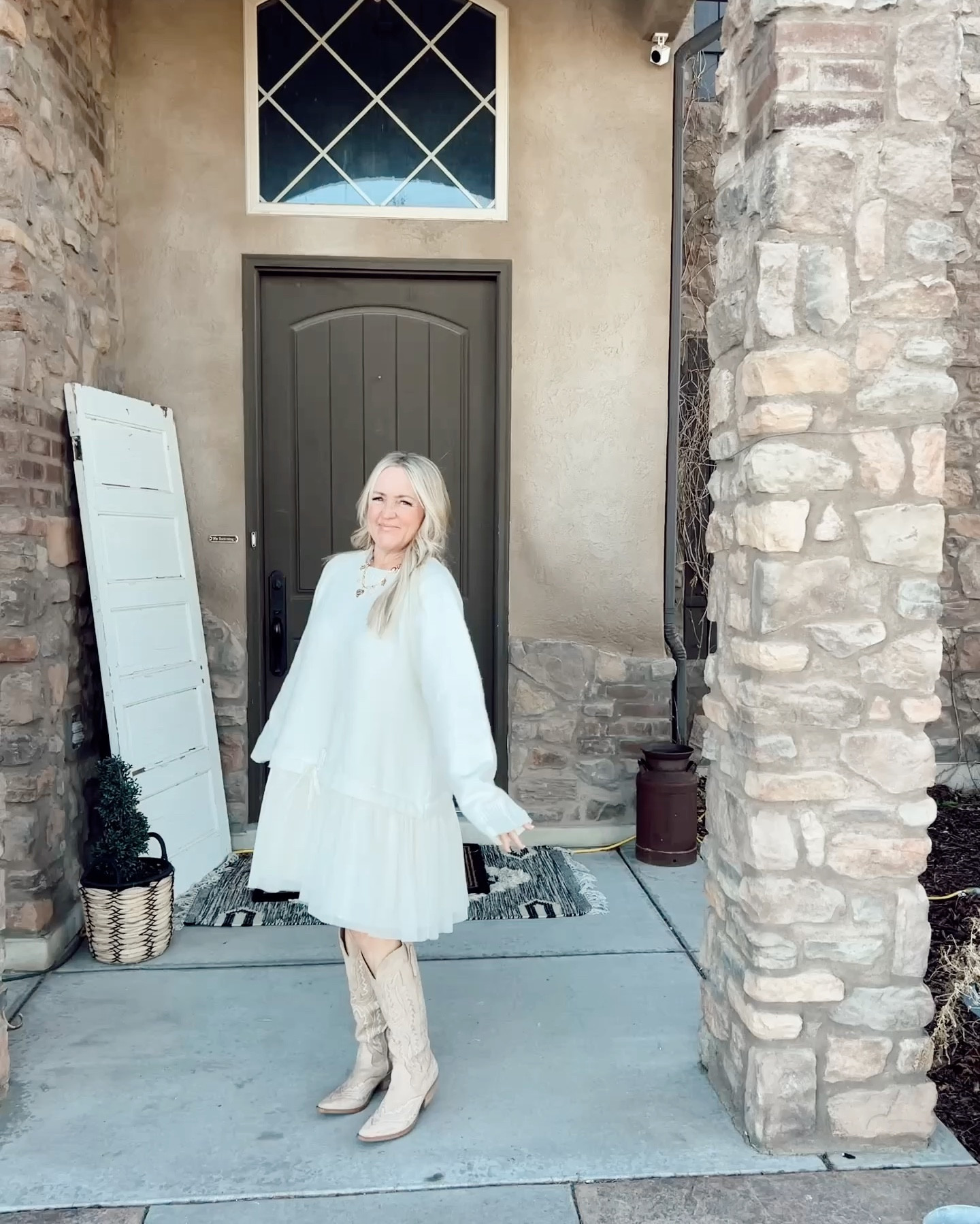 ❄️ winter weather looks for cold climates!
.
🤍 loving this creamy winter white sweater dress mixed with tulle! add in a tall cowboy boot 🤠 + the look becomes so classy + chic! but it’s soooo comfy!
.
#tallboots #sweaterdress #tallcowboyboots #classy #chic #bestdress #sundayootd #whitedress #suedecowboyboots

#LTKMidsize #LTKootd #LTKOver40