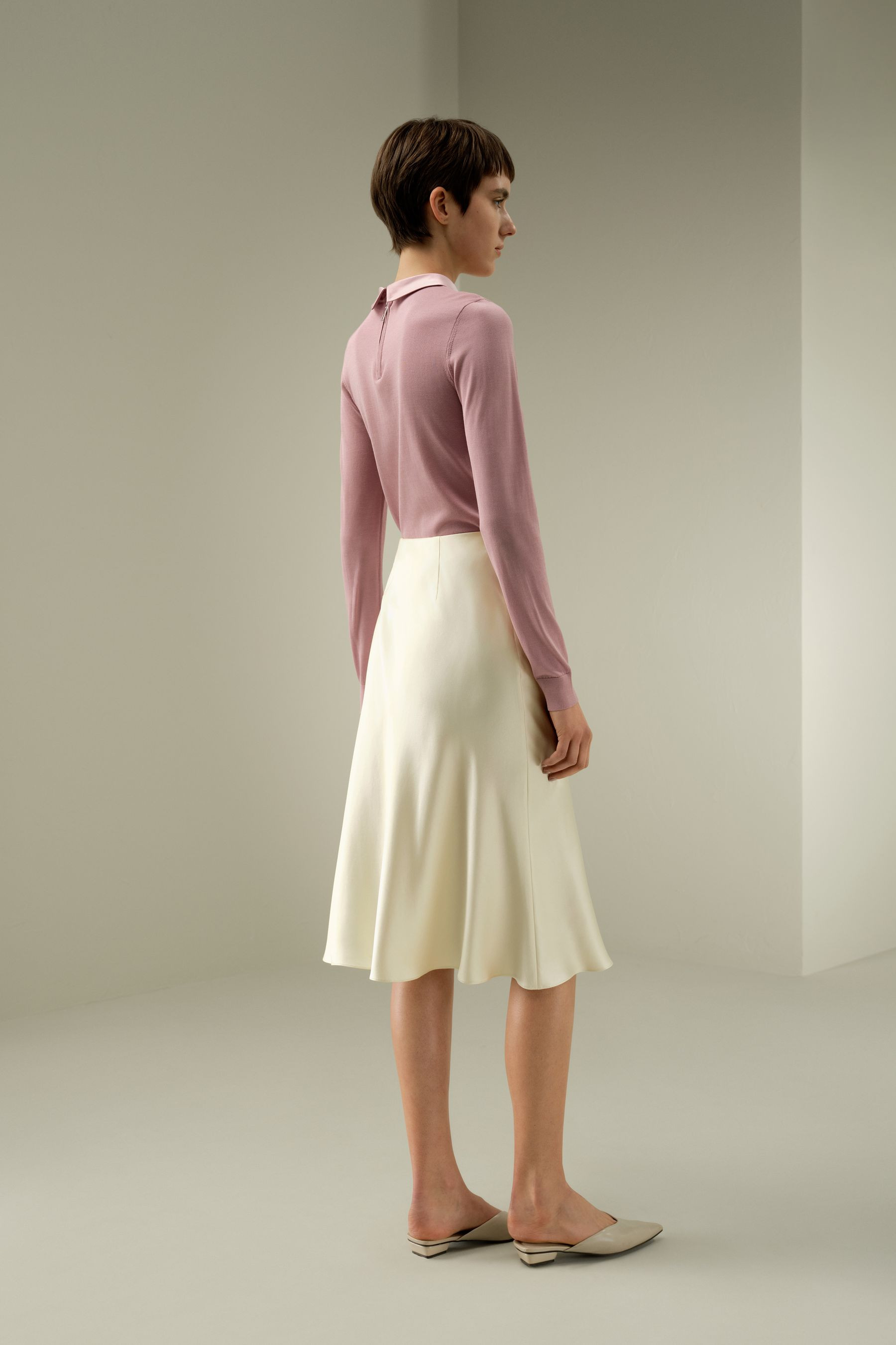 Mid Rise Silk Midi Skirt | LilySilk