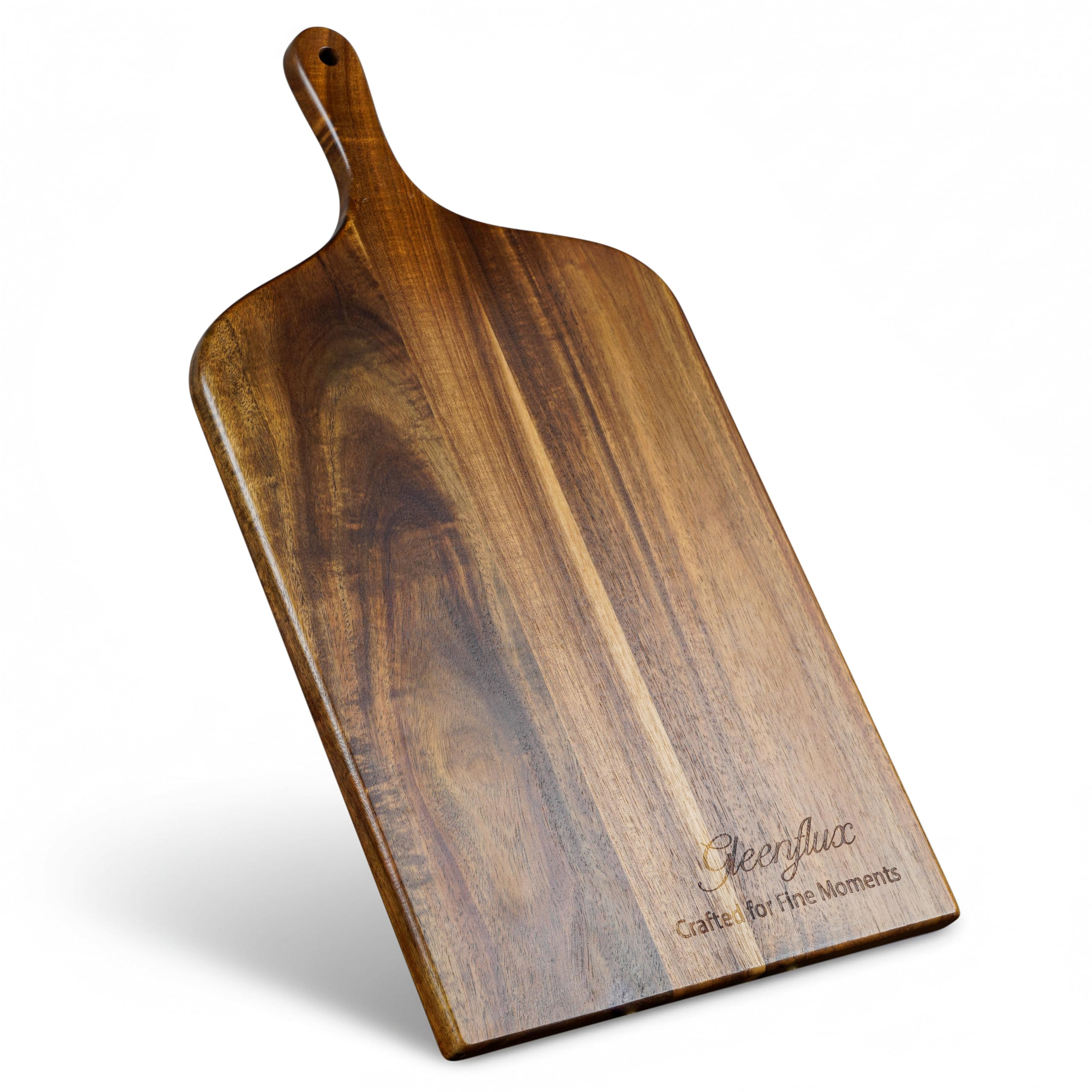Large Acacia Wood Steak Board with Handle – Single Wooden Charcuterie Board, Rustic Bread & Che... | Amazon (US)