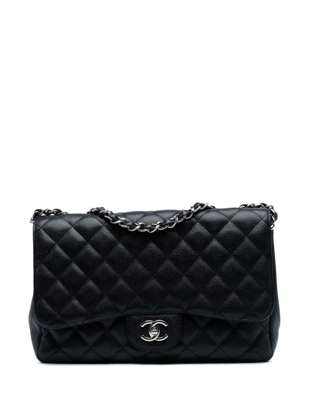 CHANEL Pre-Owned 2009-2010 Jumbo Classic Caviar Single Flap shoulder bag - Black | Farfetch Global