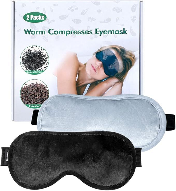 Heated Eye Mask Moist Heat Eye Compress(2-Packs) Microwave Heated Eye Mask with Flaxseed Cassia S... | Amazon (US)