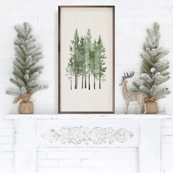 Coniferous Trees Framed On Wood Print | Wayfair North America