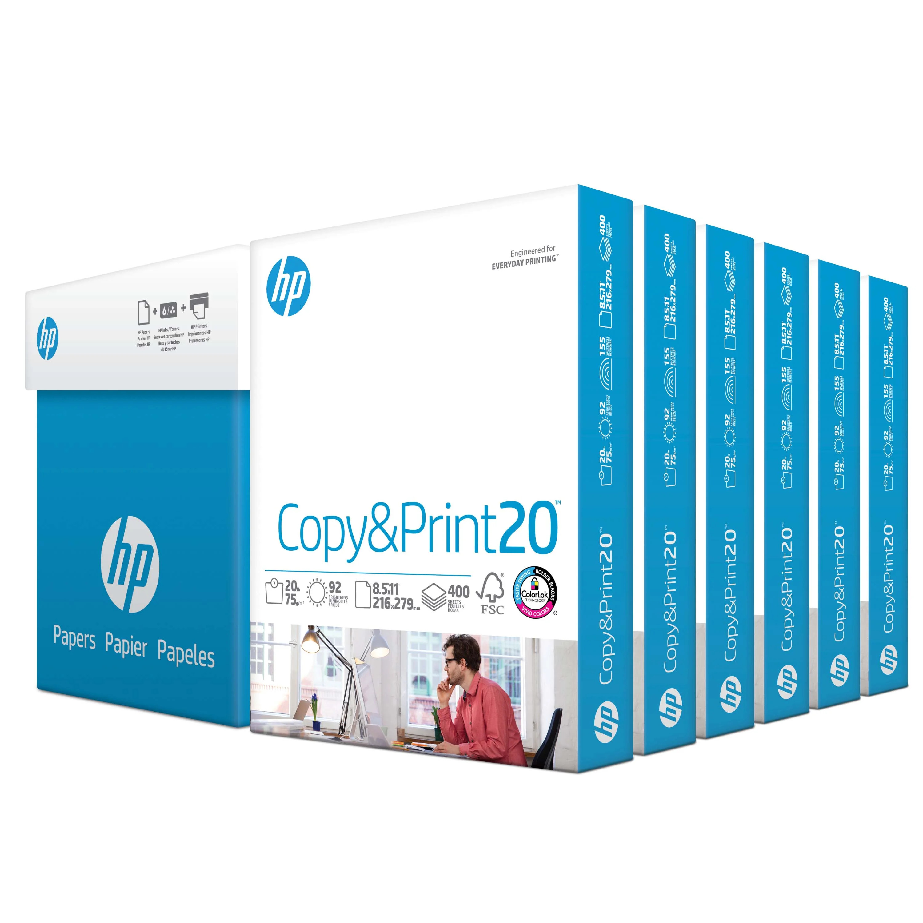 HP Printer Paper - Copy And Print, 20 lb., 8.5" x 11", 2,400 Sheets, 6 Pack - Walmart.com | Walmart (US)