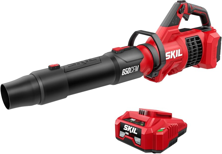 SKIL PWR CORE 40 Brushless 40V 650 CFM Leaf Blower Kit, Includes 6.0Ah Battery and 150W Charger -... | Amazon (US)