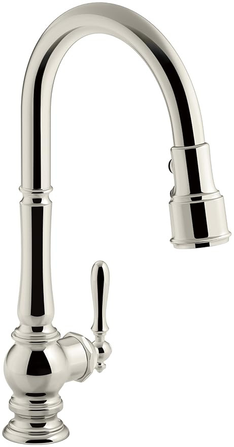 KOHLER K-99259-SN Artifacts Single-Hole Kitchen Sink Faucet with 17-5/8-Inch Pull-Down Spout, 3-F... | Amazon (US)