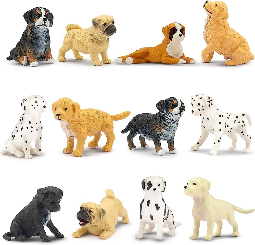 Toymany 12PCS Mini Dog Figurines Playset, Realistic Detailed Plastic Puppy Figures, Hand Painted ... | Amazon (US)