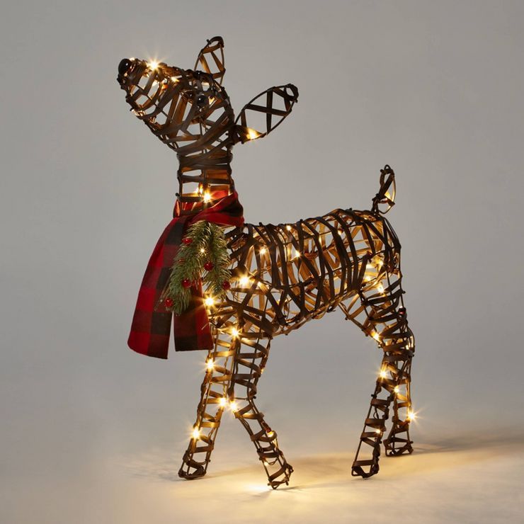 LED Faux Rattan Deer Novelty Sculpture Light Warm White with Brown Wire - Wondershop™ | Target