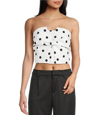Evolutionary Polka Dot Printed Strapless Bow Top | Dillard's | Dillard's