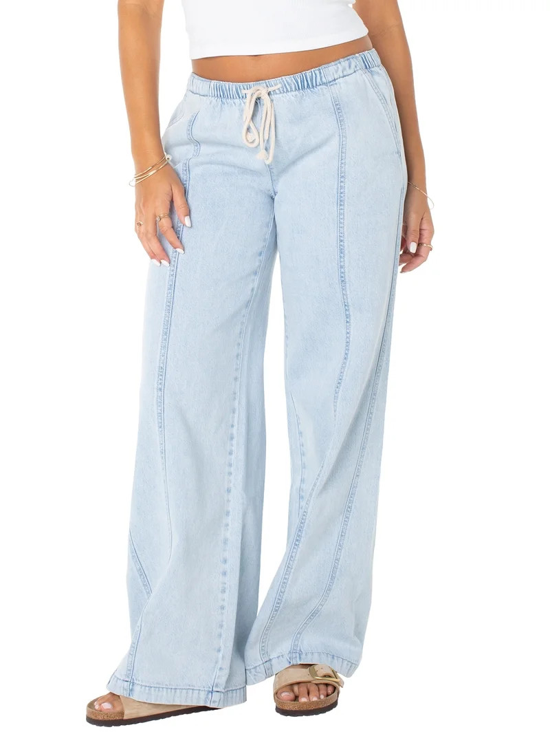 Celebrity Pink Women's and Women's Plus Drapey Wide Leg Jeans, Sizes XS-4X | Walmart (US)