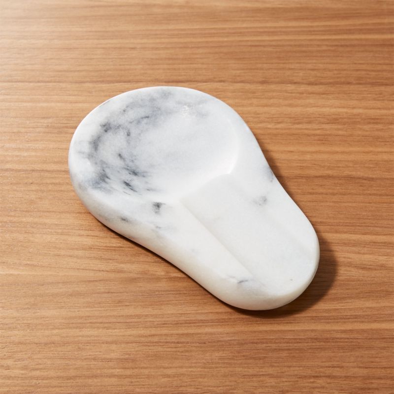French Kitchen White Marble Spoon Rest + Reviews | Crate & Barrel | Crate & Barrel