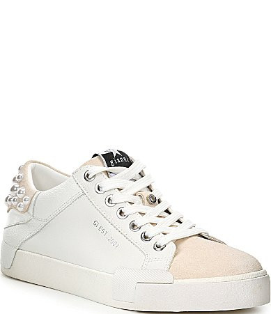 Gianni Bini Rylan Leather Pearl Embellished Platform Sneakers - 12 | Dillard's