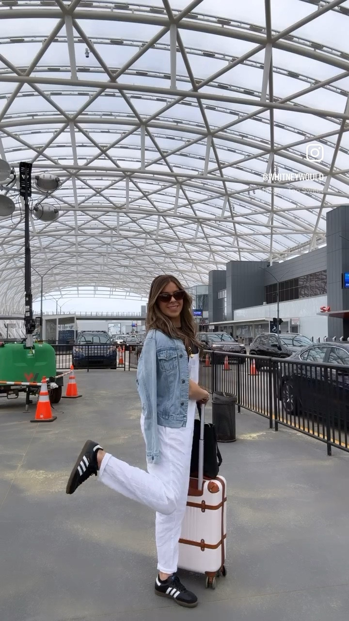 The comfiest travel fit - I recommend sizing down in the linen overalls as well as the samba’s - I am typically an 8 but wear a 7 in these. 

#LTKtravel #LTKVideo #LTKsalealert