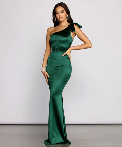 Delana Formal One Shoulder Satin Dress | Windsor Stores