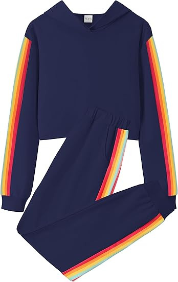 Girls Clothes Hoodies For Girls Activewear Long Sleeve Rainbow Ribbon Sweatshirts And Sweatpants ... | Amazon (US)